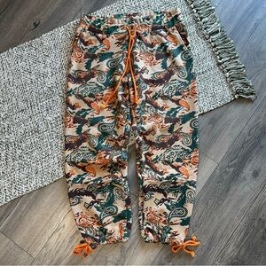 Japanese Brand 24karats Paisley Camo Dark Green Tan Orange Sweatpants
